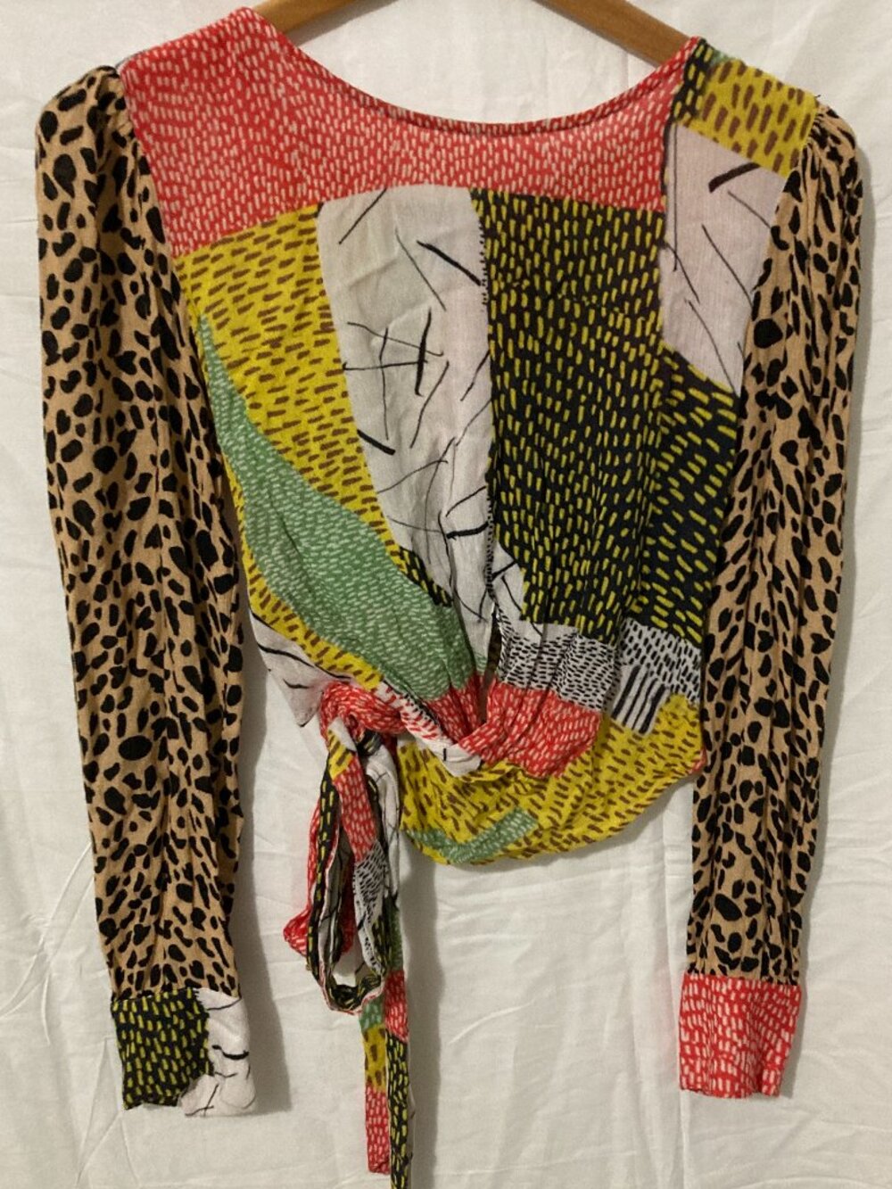 Bl-nk London Women S Wrap Top Multicolor Print Cotton‎ Chic Cool Artsy British